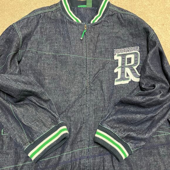 Rocawear Y2K Oversized Denim Lettermen Style Jacket 2XL - Picture 1 of 7